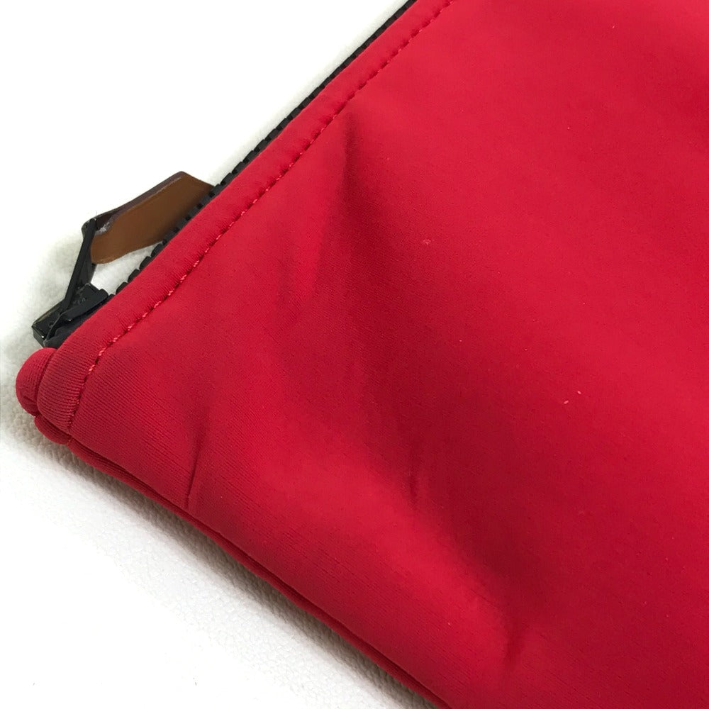 HERMES Pouch polyamide Red Neovan Truth Flat MM Women Used Authentic