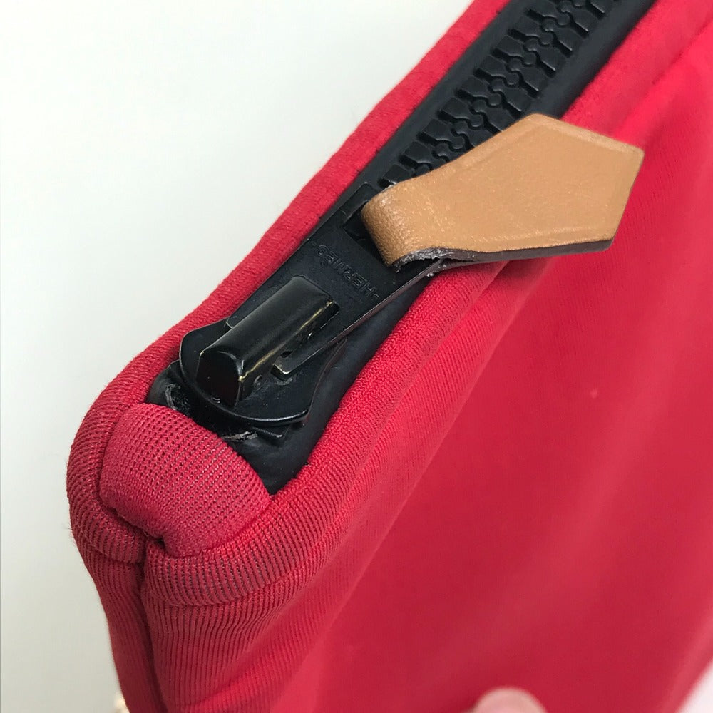 HERMES Pouch polyamide Red Neovan Truth Flat MM Women Used Authentic
