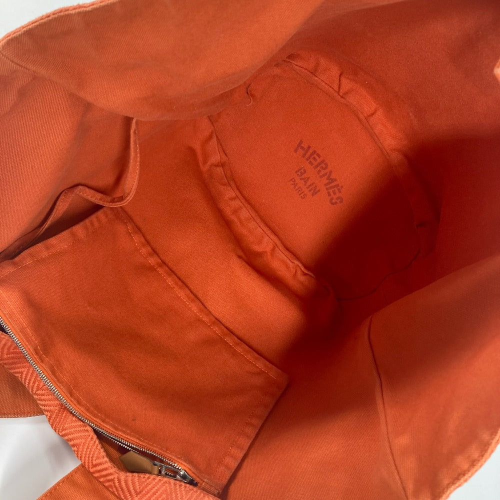 HERMES Shoulder Bag canvas Orange Shoulder Tote Bag Beach Bag Paniedo Plat Rouge PM Women Secondhand Authentic