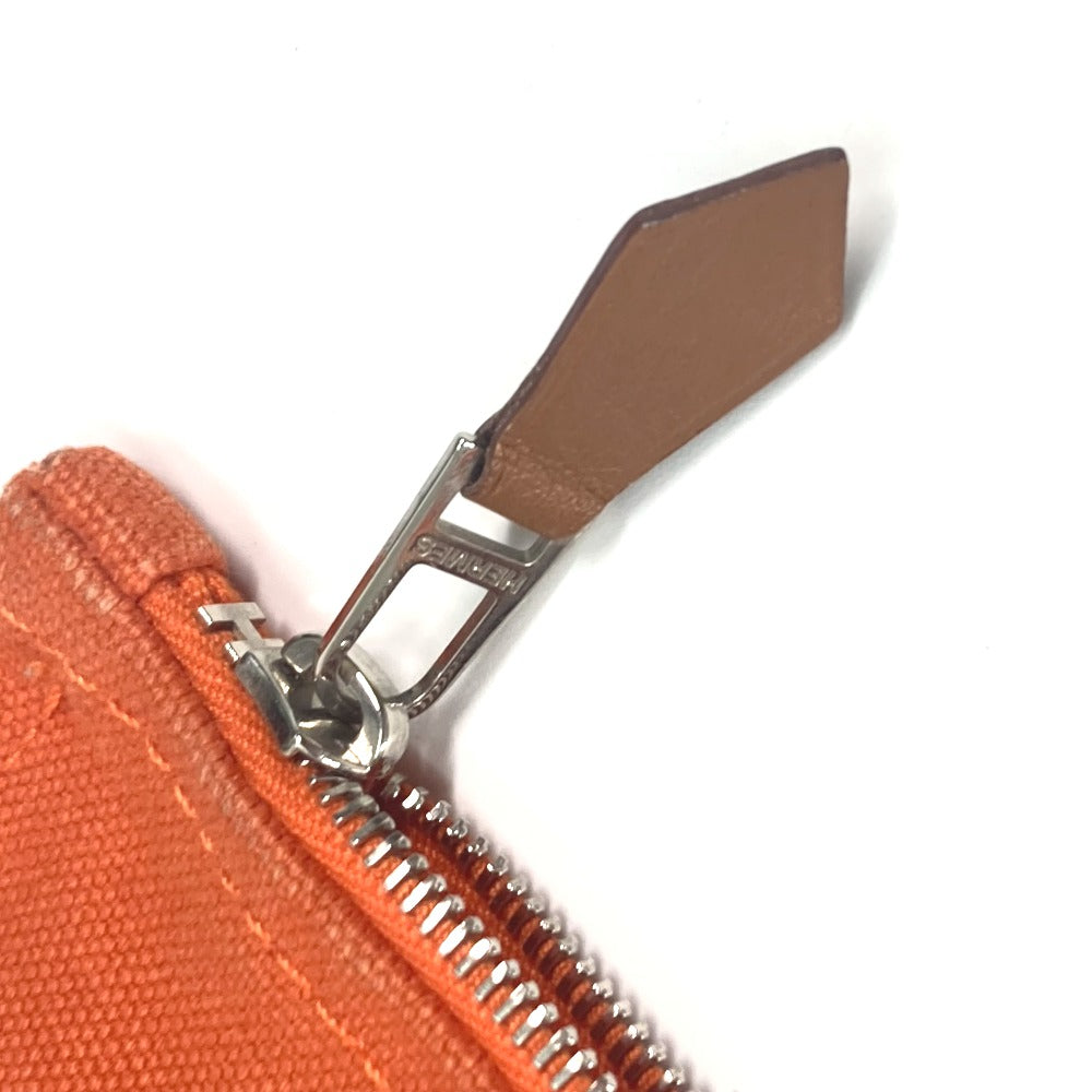 HERMES Shoulder Bag canvas Orange Shoulder Tote Bag Beach Bag Paniedo Plat Rouge PM Women Secondhand Authentic