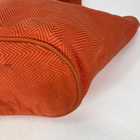 HERMES Shoulder Bag canvas Orange Shoulder Tote Bag Beach Bag Paniedo Plat Rouge PM Women Secondhand Authentic