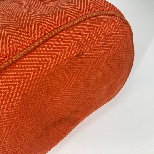 HERMES Shoulder Bag canvas Orange Shoulder Tote Bag Beach Bag Paniedo Plat Rouge PM Women Secondhand Authentic