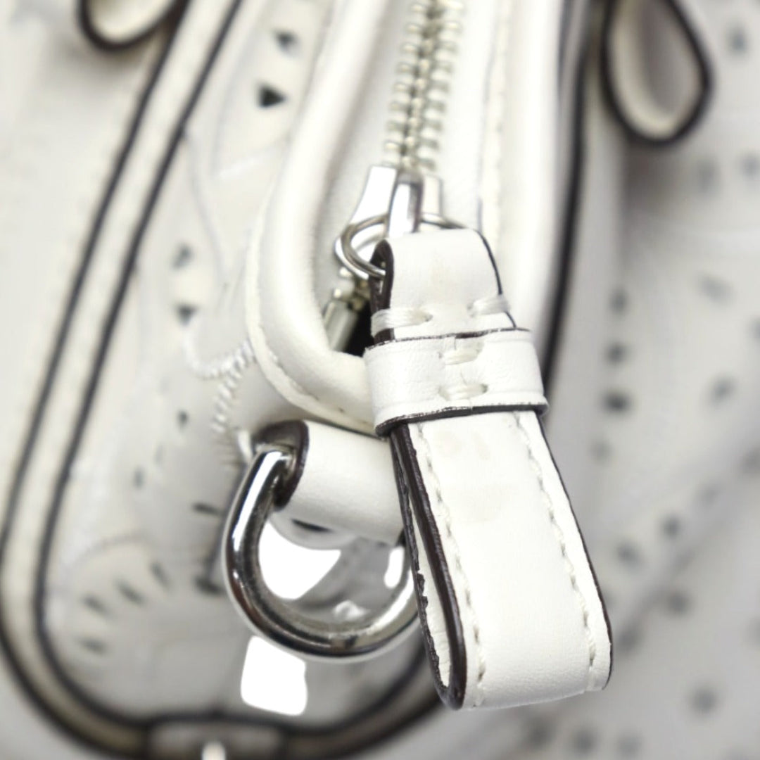 COACH Handbag 16997 leather white Madison Punching 2WAY Leather Cut Op Art Leather Sophia Shirakawa Women Used Authentic