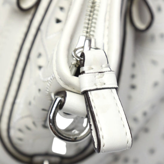 COACH Handbag 16997 leather white Madison Punching 2WAY Leather Cut Op Art Leather Sophia Shirakawa Women Used Authentic