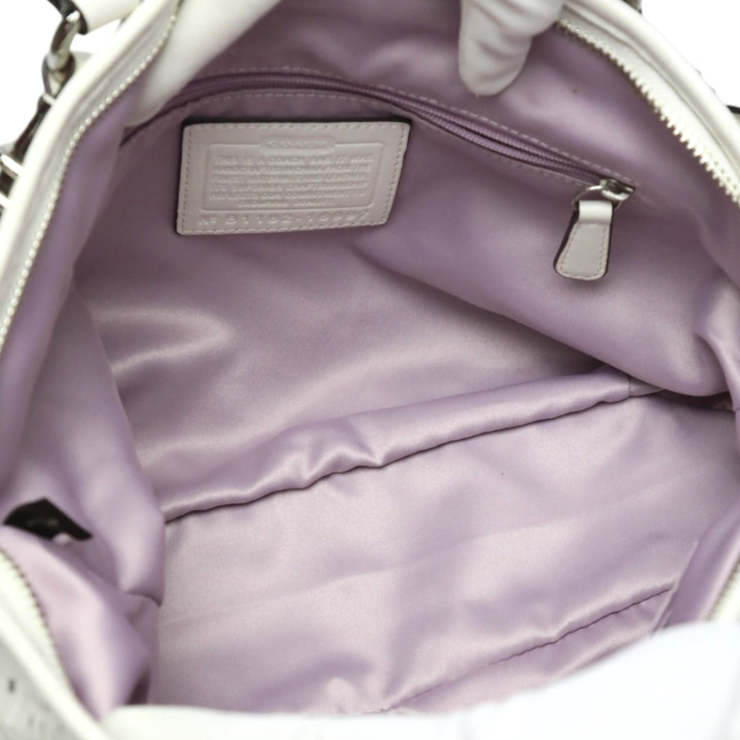 COACH Handbag 16997 leather white Madison Punching 2WAY Leather Cut Op Art Leather Sophia Shirakawa Women Used Authentic