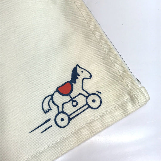 HERMES Pouch cotton off white Horse Adada GM unisex(Unisex) Used Authentic