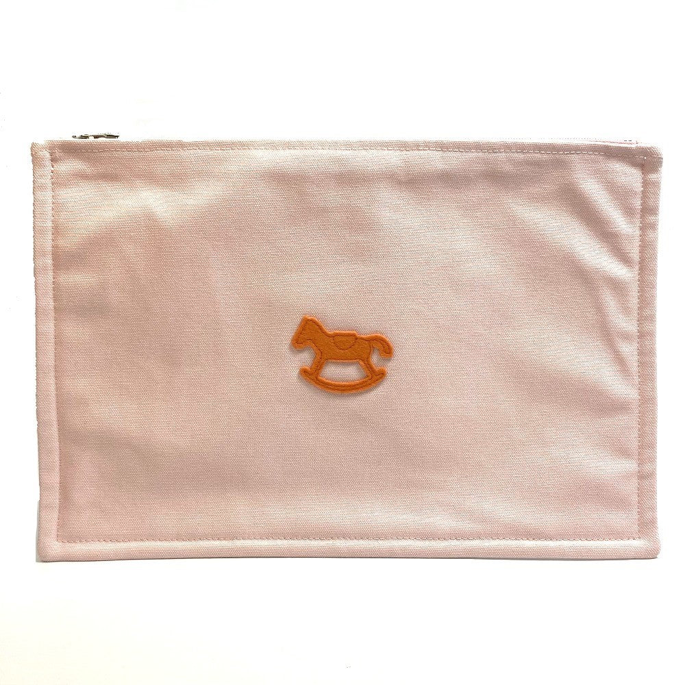 HERMES Pouch cotton pink accessory case Adada Dot GM Women Used Authentic