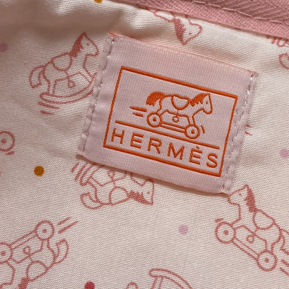 HERMES Pouch cotton pink accessory case Adada Dot GM Women Used Authentic