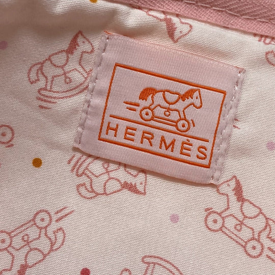 HERMES Pouch cotton pink accessory case Adada Dot GM Women Used Authentic
