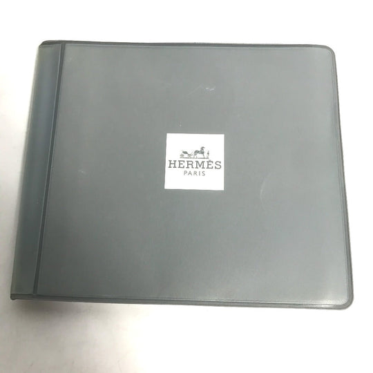 HERMES Pouch leather blue CD DVD case Women Used Authentic