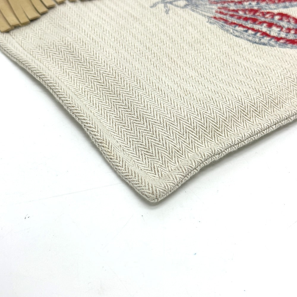 HERMES Pouch canvas beige Makeup pouch Cosmetics Pouch Truth Flat Teepee Women Used Authentic