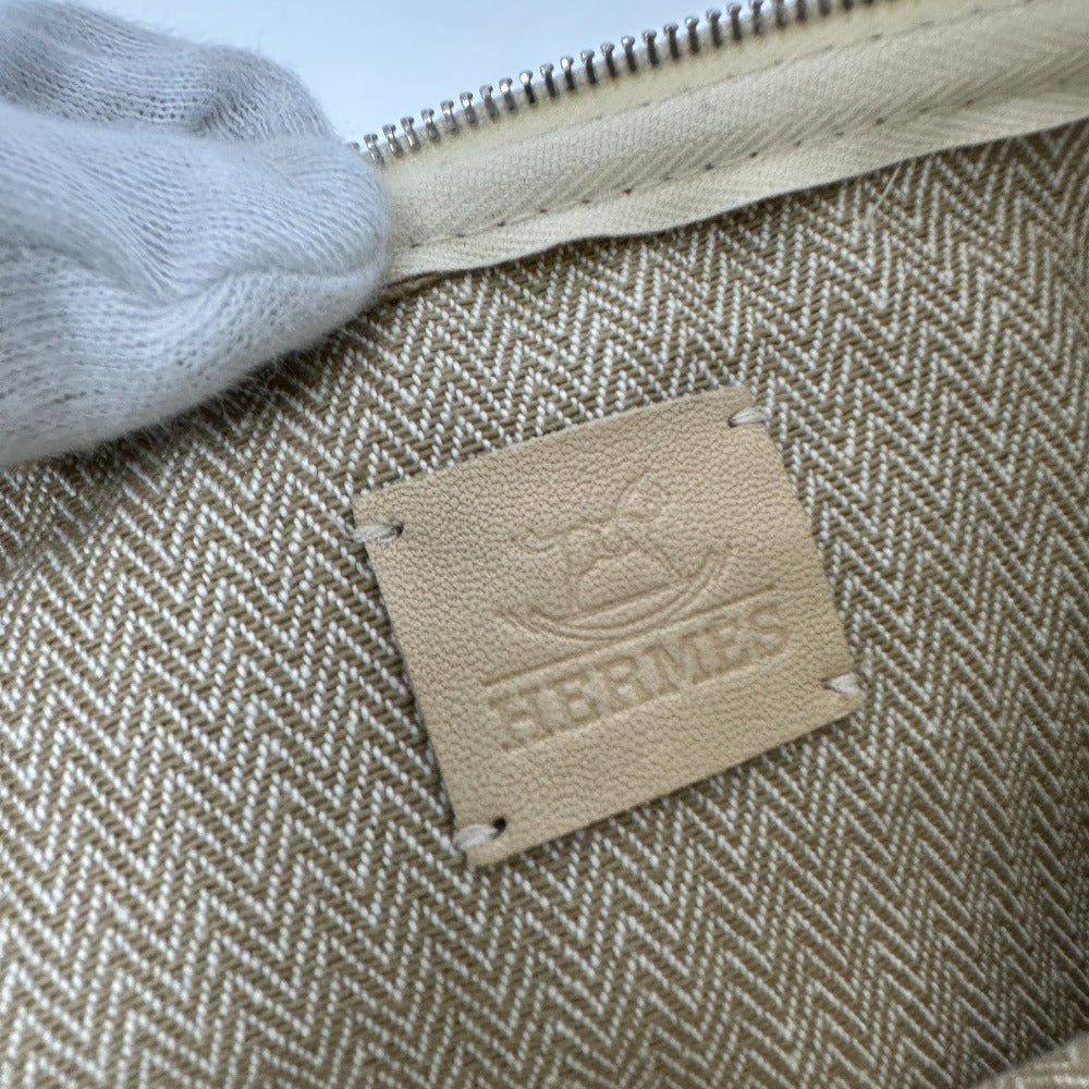 HERMES Pouch canvas beige Makeup pouch Cosmetics Pouch Truth Flat Teepee Women Used Authentic