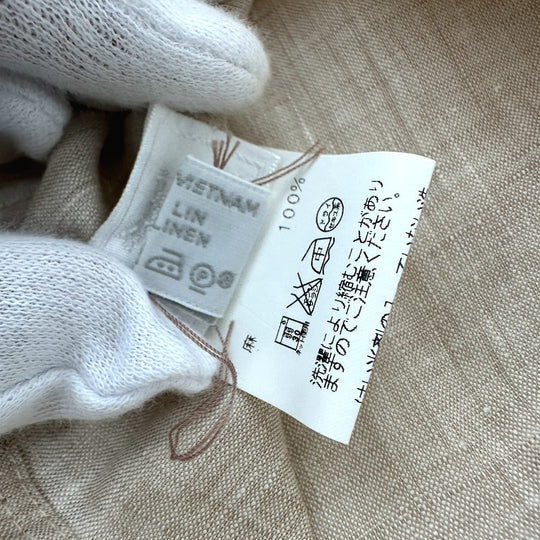 HERMES Pouch hemp beige H embroidery Women Used Authentic