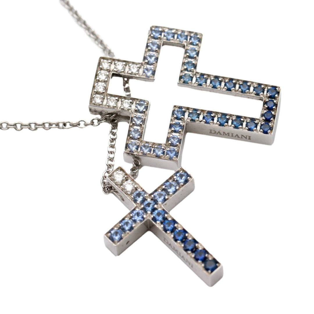 Damiani Necklace 750%, K18WG%, sapphire, diamond blue Women Used Authentic