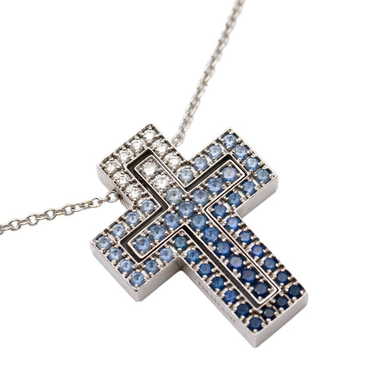 Damiani Necklace 750%, K18WG%, sapphire, diamond Blue clear Women Used Authentic
