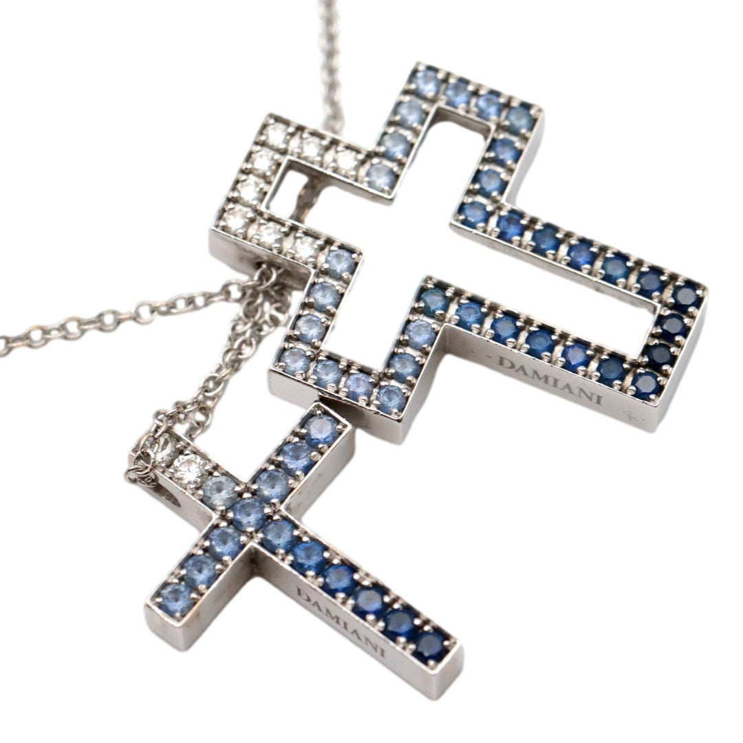 Damiani Necklace 750%, K18WG%, sapphire, diamond Blue clear Women Used Authentic