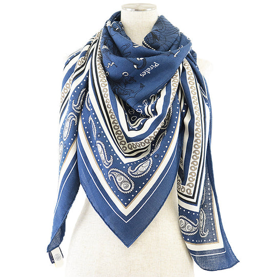 HERMES scarf cashmere silk Marine Clair 243374S 04