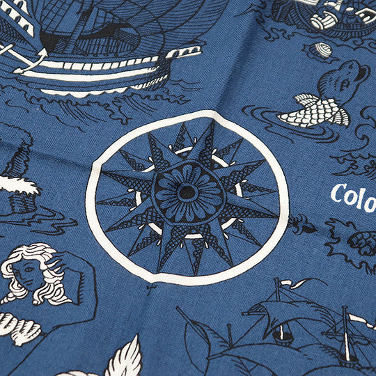HERMES scarf cashmere silk Marine Clair 243374S 04