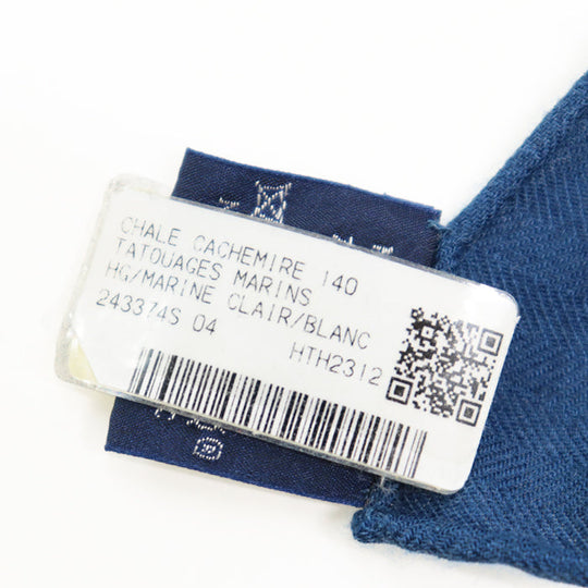 HERMES scarf cashmere silk Marine Clair 243374S 04