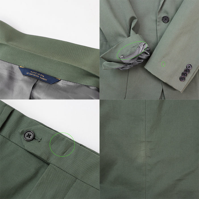 Brooks Brothers suit acetate,cotton Green MILANO FIT mens 42S/W36 Used Authentic