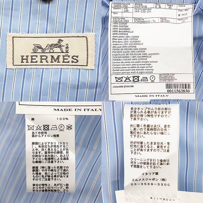 HERMES Other outerwear cotton 100% Sac blue Jacket mens 46 Used Authentic