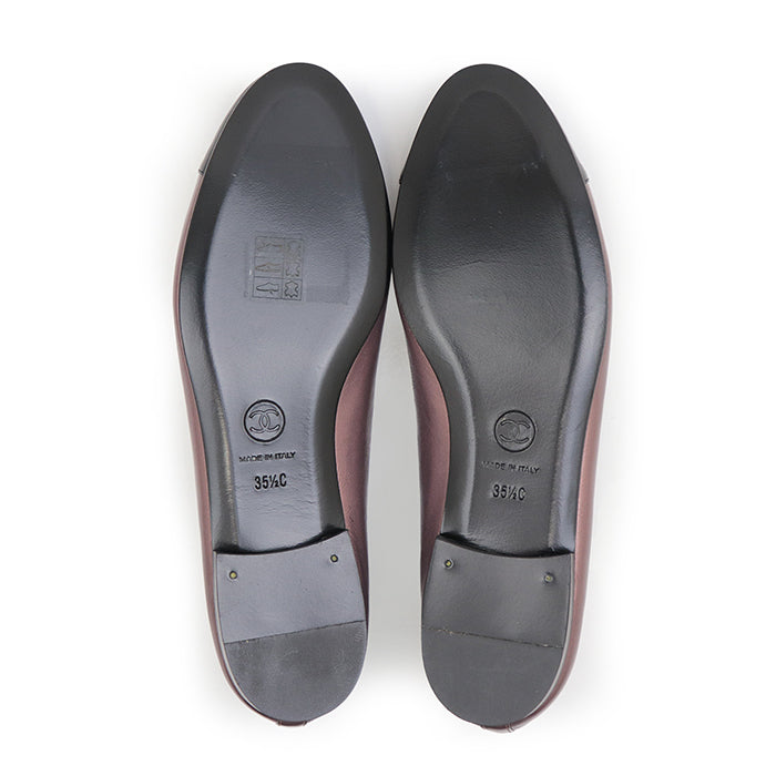 CHANEL pumps Lamb leather Metallic purple ballerina Flat Bicolor Captue COCO Mark Women 35 2/1 C Used Authentic