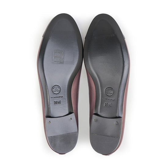 CHANEL pumps Lamb leather Metallic purple ballerina Flat Bicolor Captue COCO Mark Women 35 2/1 C Used Authentic