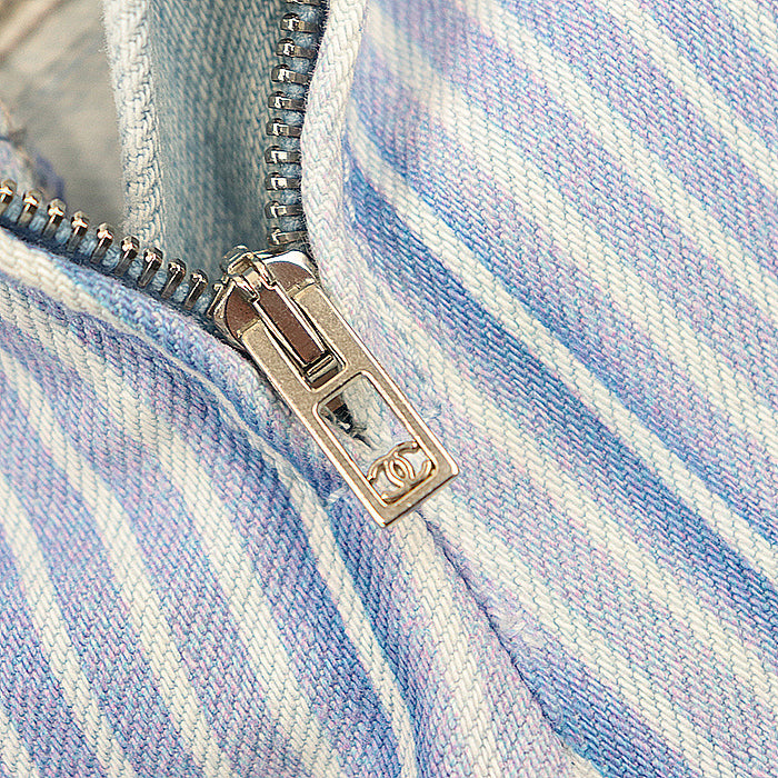 CHANEL skirt cotton 100% Light Purple Light Indigo Women 36 Used Authentic