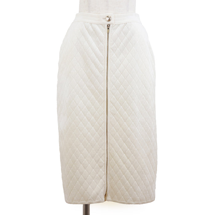 CHANEL skirt 54% Polyamide, 42% Viscose Ivory P65628 Women 36 Used Authentic