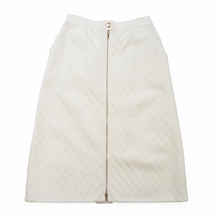 CHANEL skirt 54% Polyamide, 42% Viscose Ivory P65628 Women 36 Used Authentic