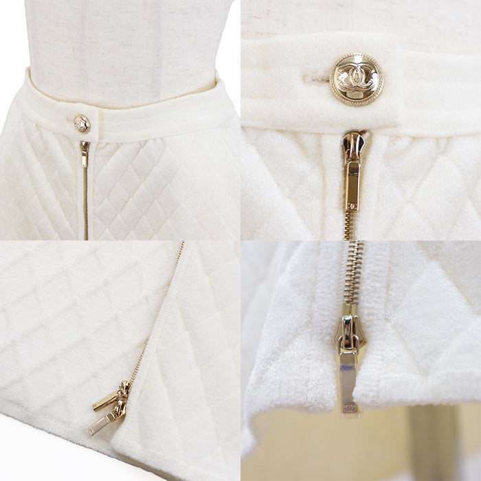 CHANEL skirt 54% Polyamide, 42% Viscose Ivory P65628 Women 36 Used Authentic