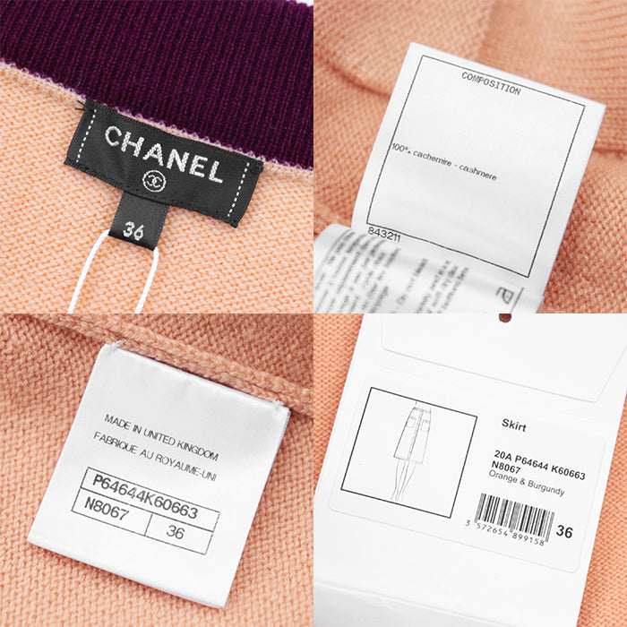 CHANEL skirt Cashmere 100% Orange Burgundy P64644 Women 36 Used Authentic