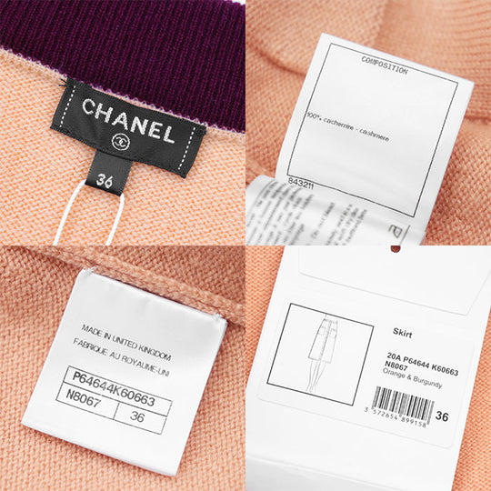 CHANEL skirt Cashmere 100% Orange Burgundy P64644 Women 36 Used Authentic