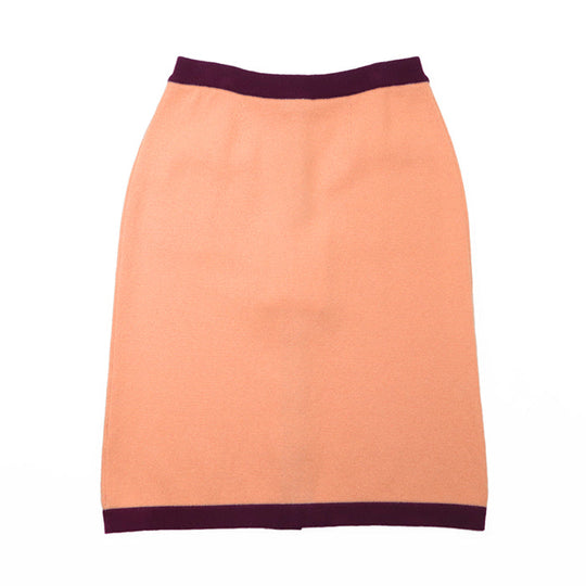 CHANEL skirt Cashmere 100% Orange Burgundy P64644 Women 36 Used Authentic