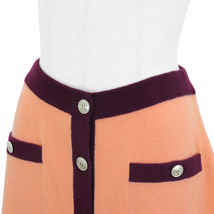 CHANEL skirt Cashmere 100% Orange Burgundy P64644 Women 36 Used Authentic