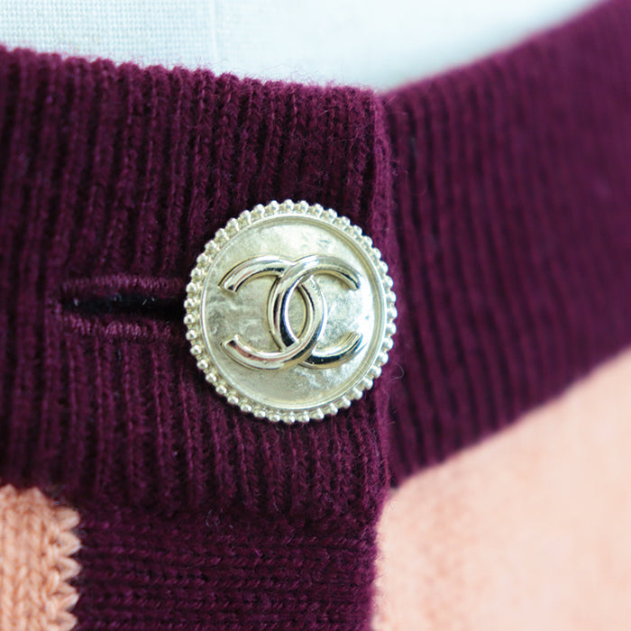 CHANEL skirt Cashmere 100% Orange Burgundy P64644 Women 36 Used Authentic