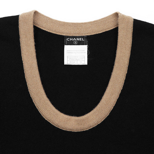 CHANEL one piece Cashmere 100% Black, Brown P31859 Women 38 Used Authentic