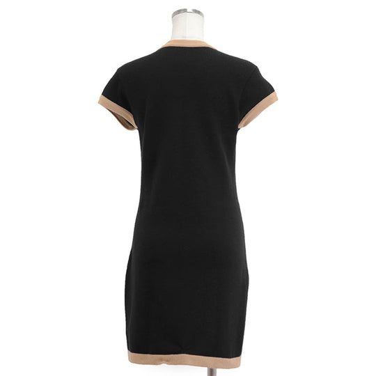 CHANEL one piece Cashmere 100% Black, Brown P31859 Women 38 Used Authentic