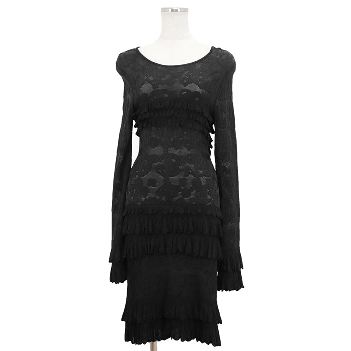CHANEL one piece 100% viscose black P63292 Women 38 Used Authentic