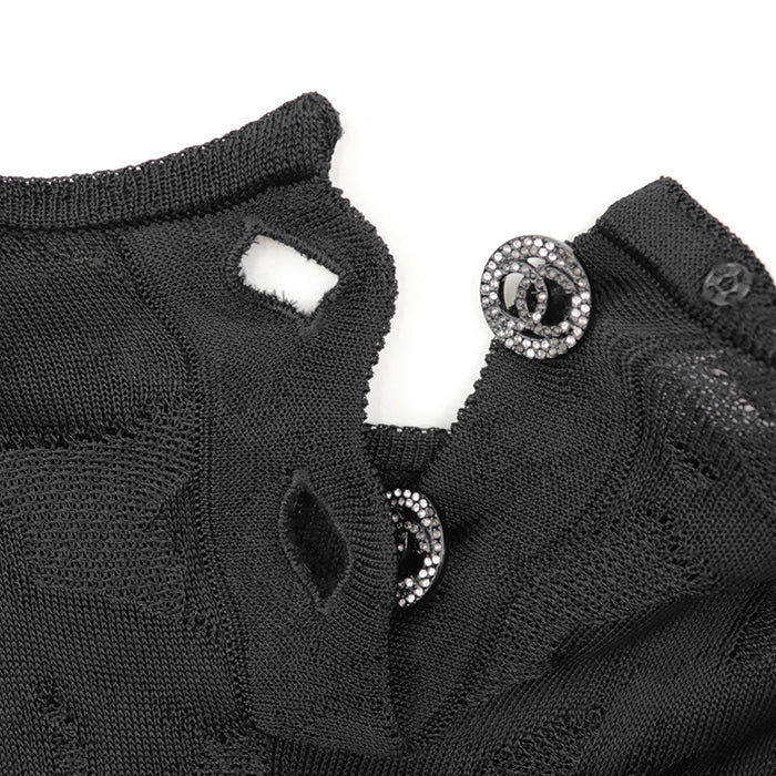 CHANEL one piece 100% viscose black P63292 Women 38 Used Authentic