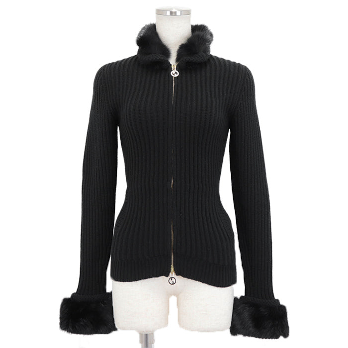 GUCCI knit Cashmere 100% black 164904 X9443 Women XS Used Authentic