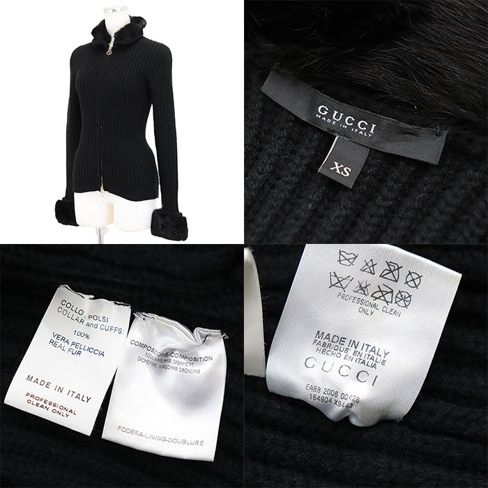 GUCCI knit Cashmere 100% black 164904 X9443 Women XS Used Authentic
