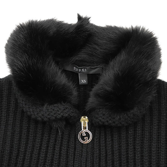 GUCCI knit Cashmere 100% black 164904 X9443 Women XS Used Authentic