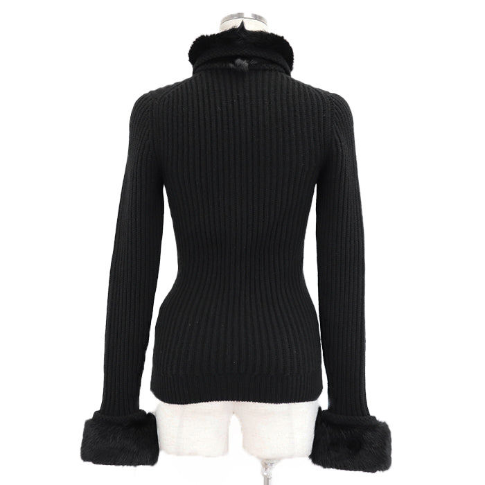 GUCCI knit Cashmere 100% black 164904 X9443 Women XS Used Authentic