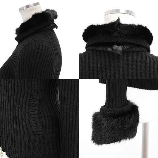 GUCCI knit Cashmere 100% black 164904 X9443 Women XS Used Authentic