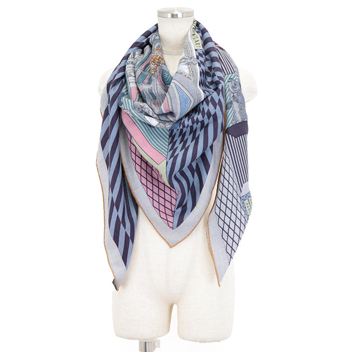 HERMES scarf 70% cashmere, 30% silk multicolor Carrjean GRAND THEATER NOUVE Grand Theater Nouveau Women Used Authentic