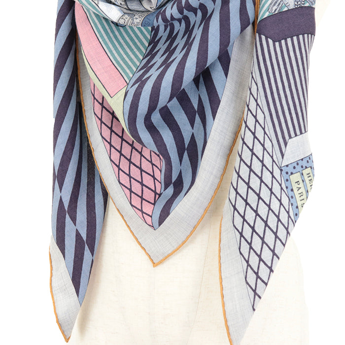 HERMES scarf 70% cashmere, 30% silk multicolor Carrjean GRAND THEATER NOUVE Grand Theater Nouveau Women Used Authentic