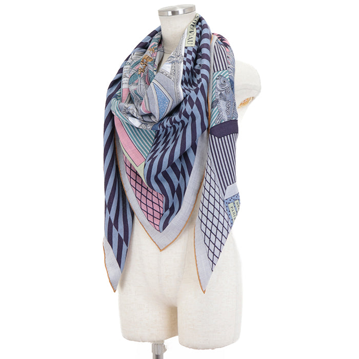 HERMES scarf 70% cashmere, 30% silk multicolor Carrjean GRAND THEATER NOUVE Grand Theater Nouveau Women Used Authentic