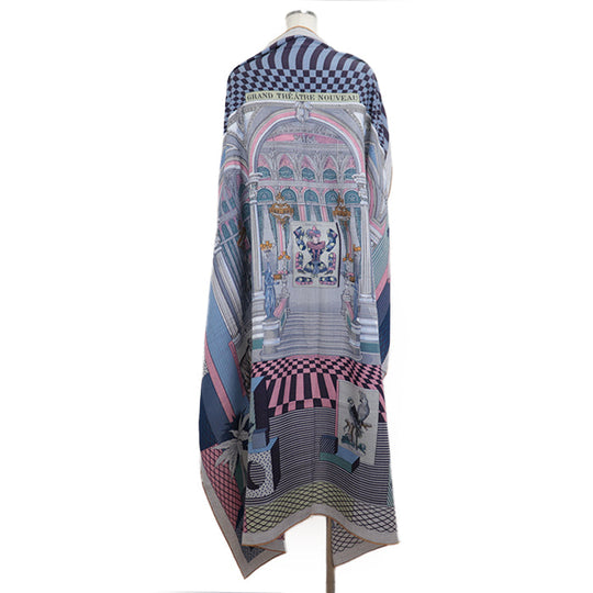 HERMES scarf 70% cashmere, 30% silk multicolor Carrjean GRAND THEATER NOUVE Grand Theater Nouveau Women Used Authentic