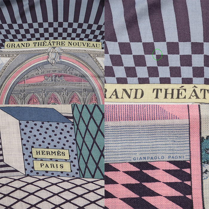 HERMES scarf 70% cashmere, 30% silk multicolor Carrjean GRAND THEATER NOUVE Grand Theater Nouveau Women Used Authentic